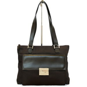 Gucci Black mark shoulder leather bag G tote GUCC nylon